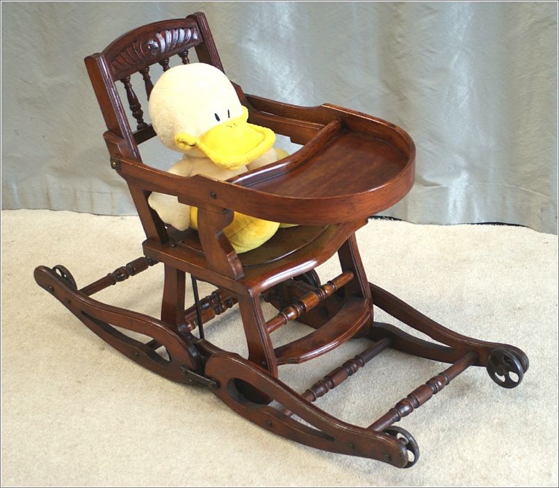 8031 Antique metamorphic childs chair - rocking position
